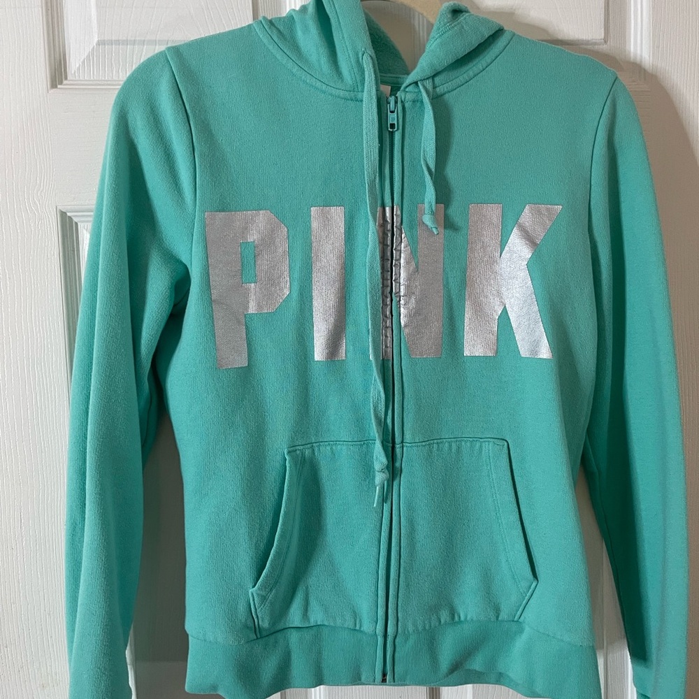 PINK Victoria's Secret Green and Silver Jacket